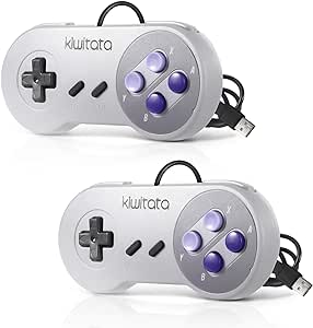 KIWITATA 2X Classic SNES USB Controller for Retro Gamings, Super NES Wired USB Joypad Game Controller for Windows PC Mac Raspberry Pi